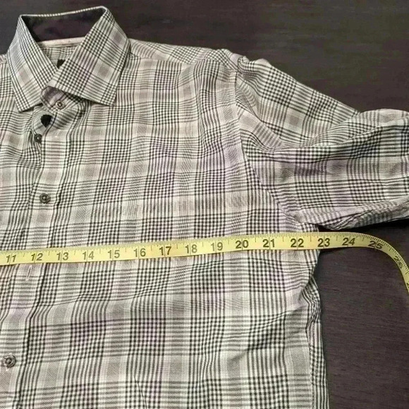 Men's Pure Brown & Blue  Dress Shirt Button Down - size L excellent condition - Picture 2 of 3